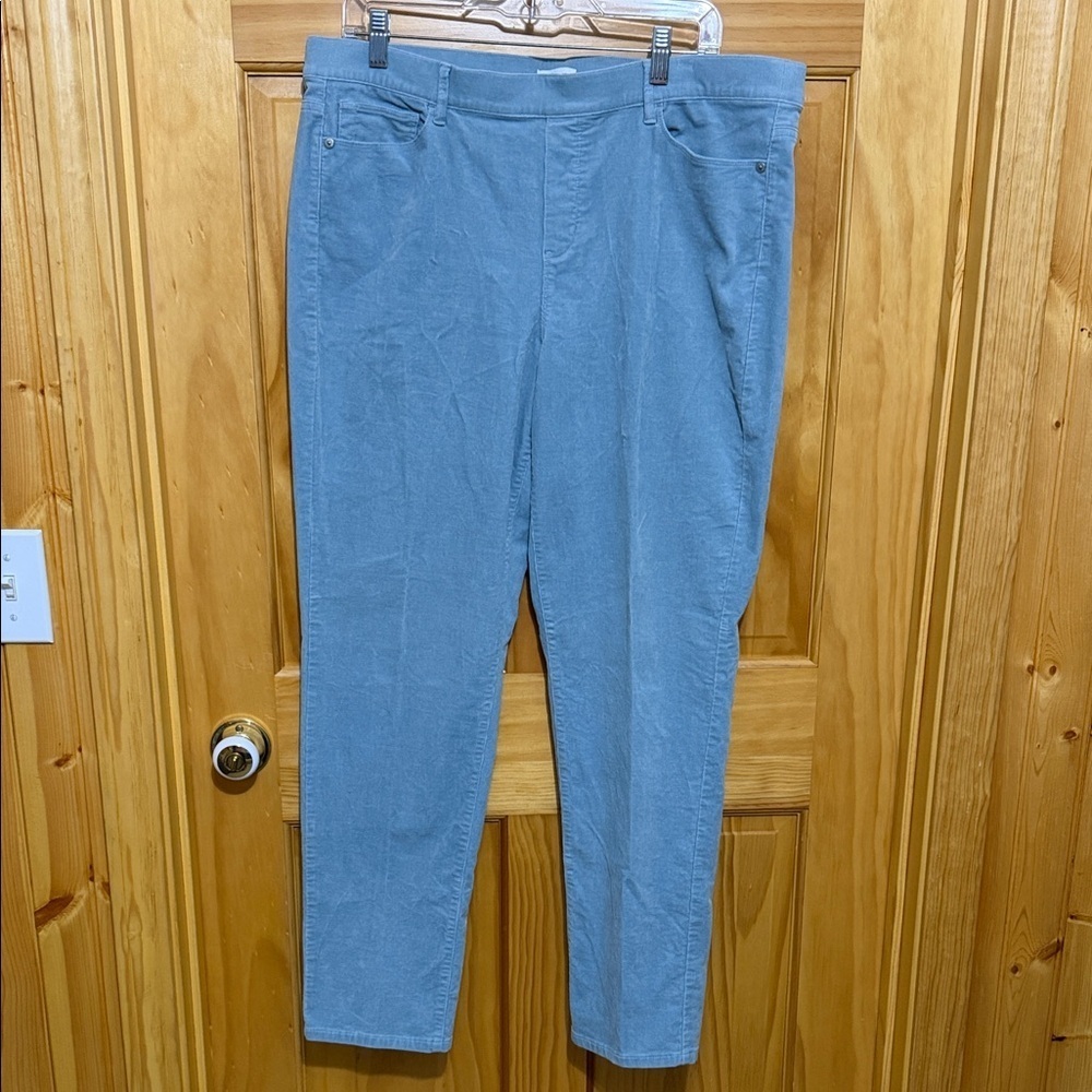 J. Jill Light Blue Corduroy Pull On Pants, Size Large.